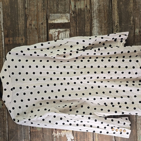 Gianni Bini White and Black Polka Dot Blazer, Cotton/Linen Blend, SIZE L, NWT - Picture 2 of 4